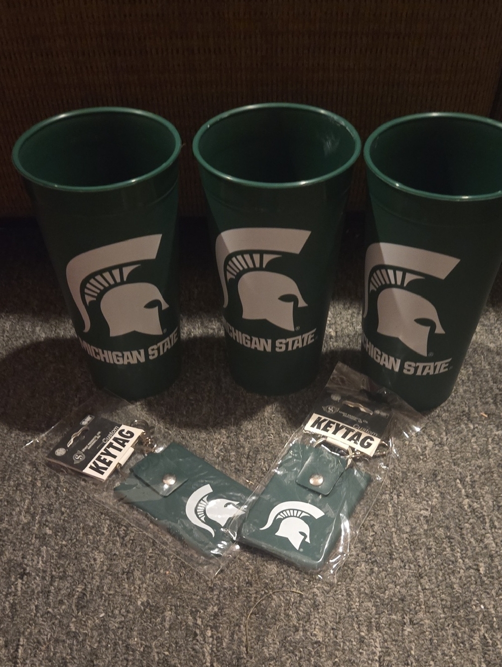 Michigan State Spartan Logo Swag Cups and Keytags